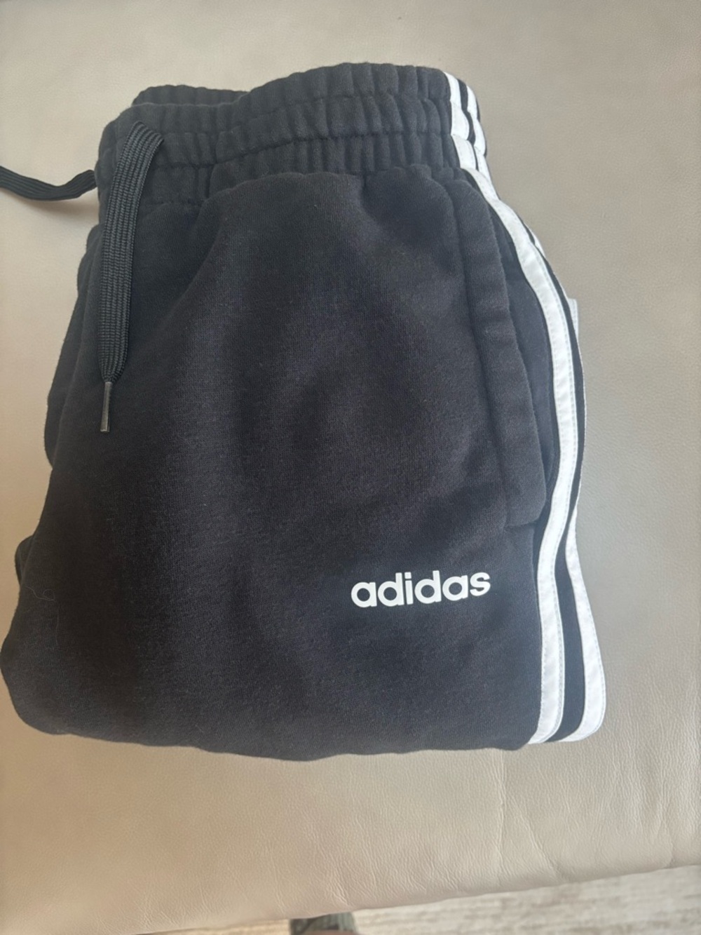 adidas Black Joggers with White Side Stripes